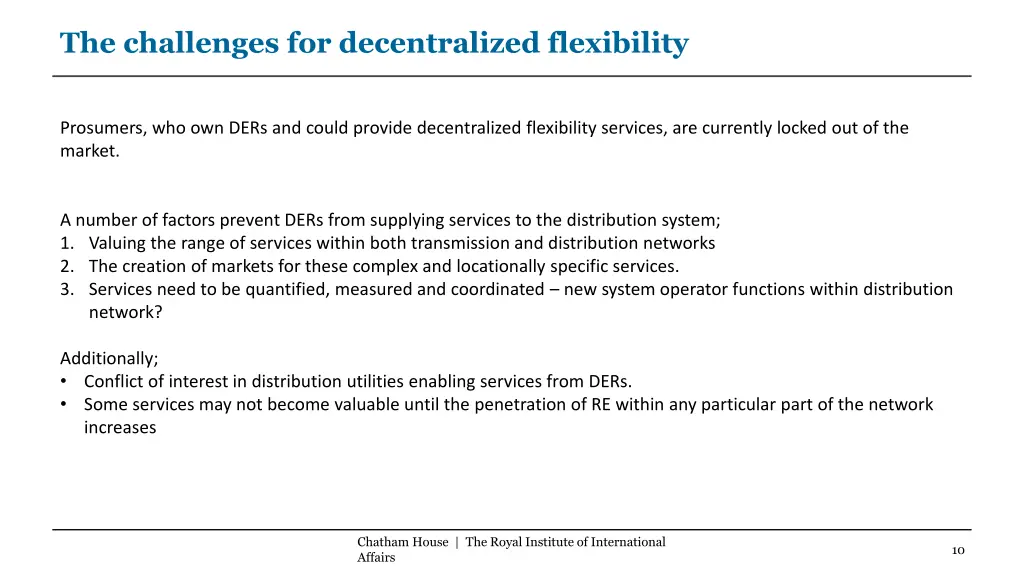 the challenges for decentralized flexibility