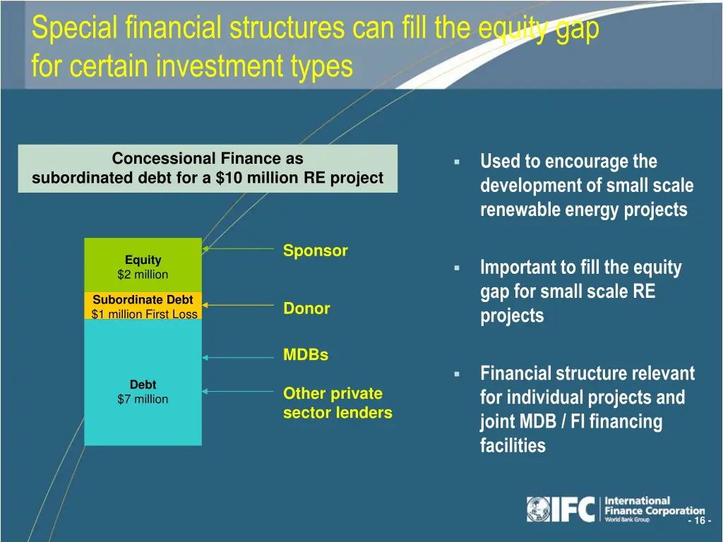 special financial structures can fill the equity