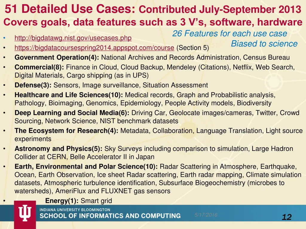 51 detailed use cases contributed july september