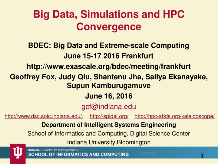 big data simulations and hpc convergence