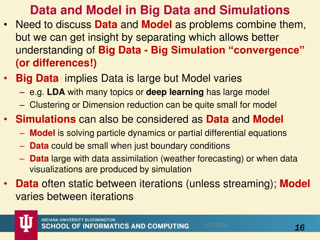 data and model in big data and simulations need