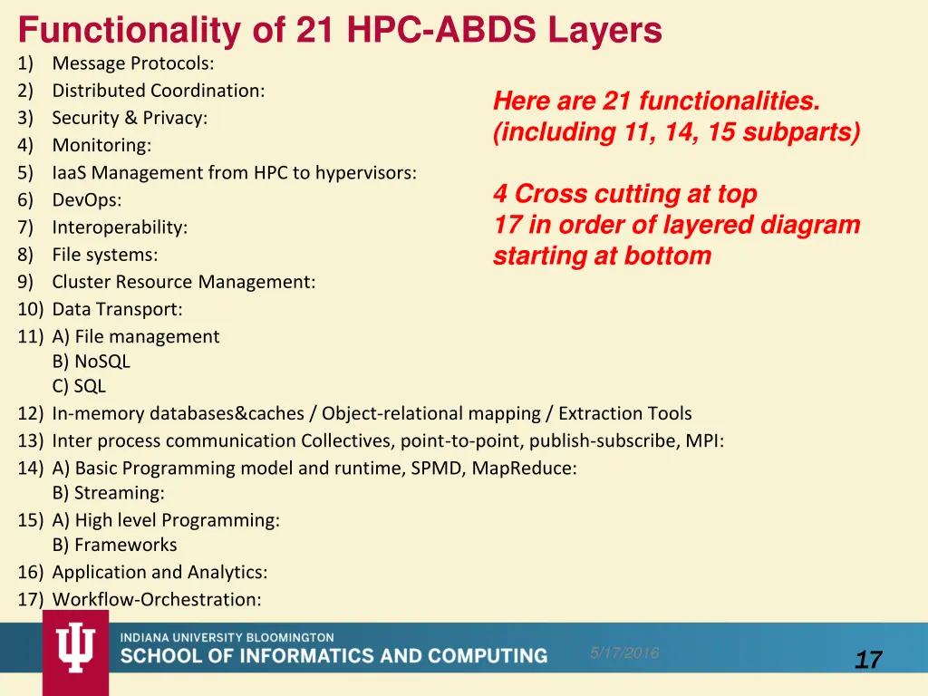 functionality of 21 hpc abds layers 1 message