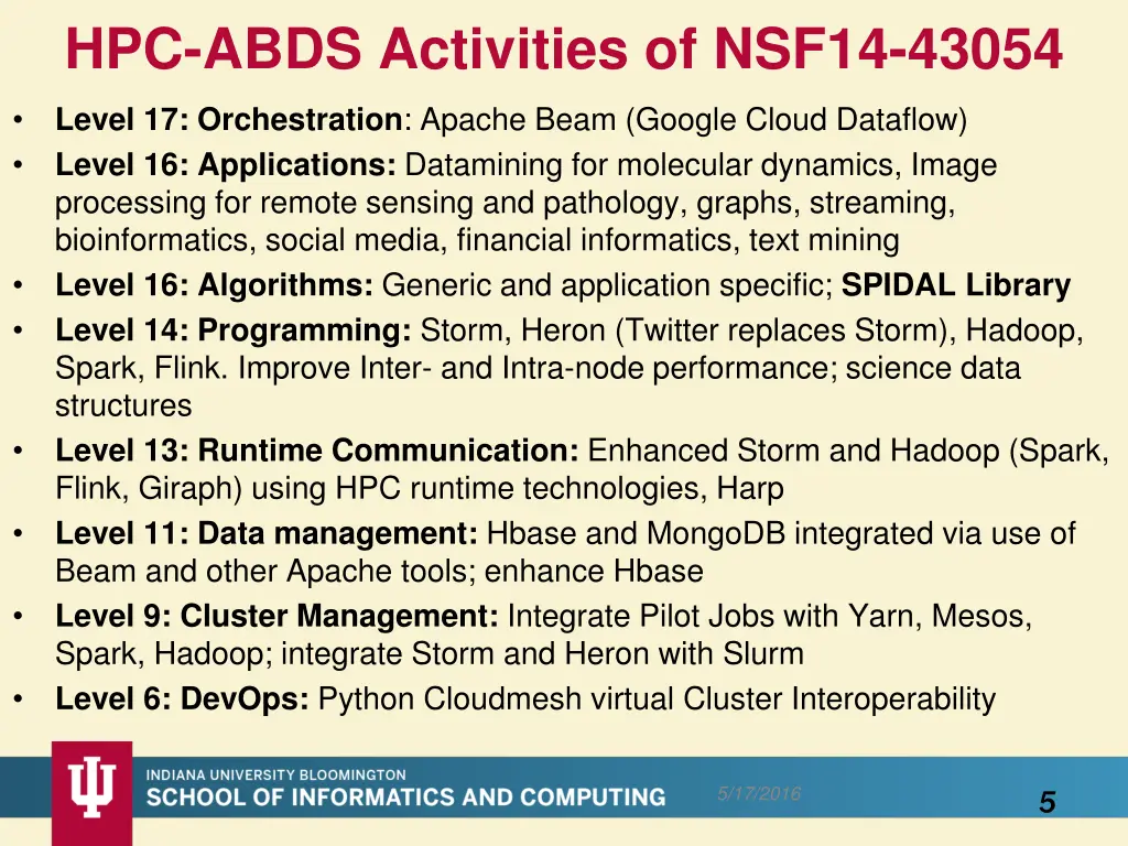 hpc abds activities of nsf14 43054