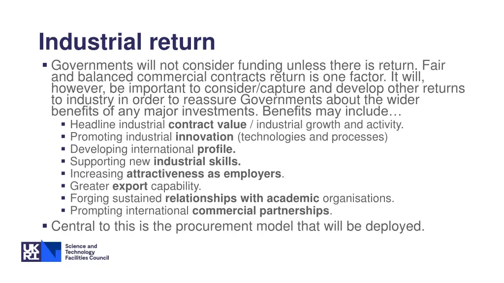 industrial return governments will not consider