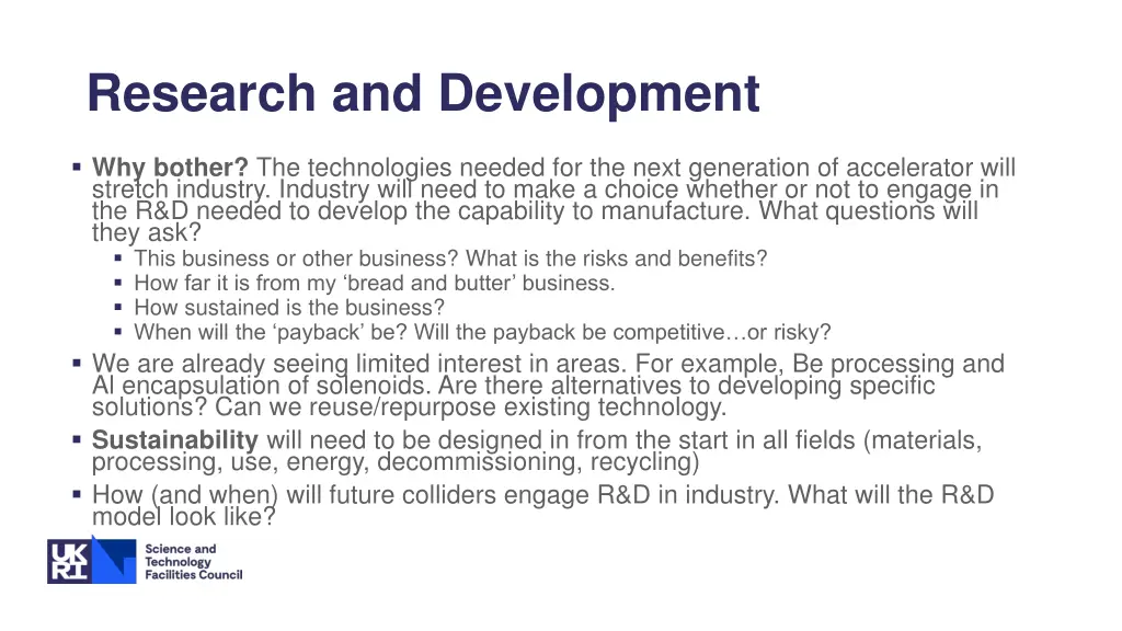 research and development