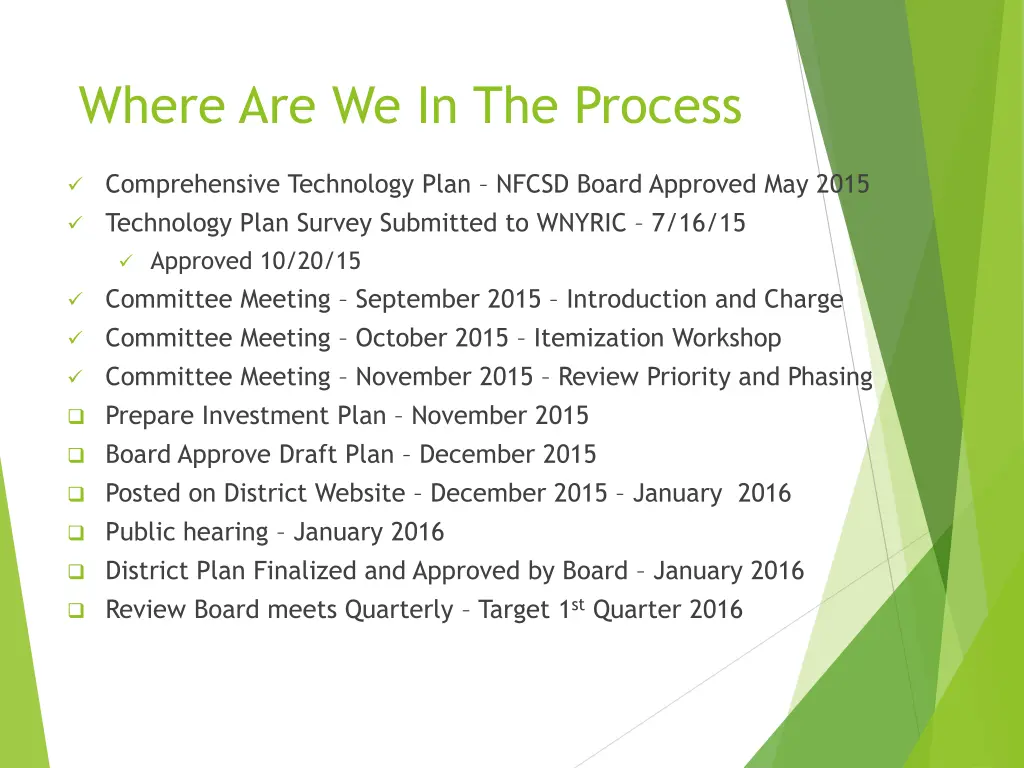 where are we in the process
