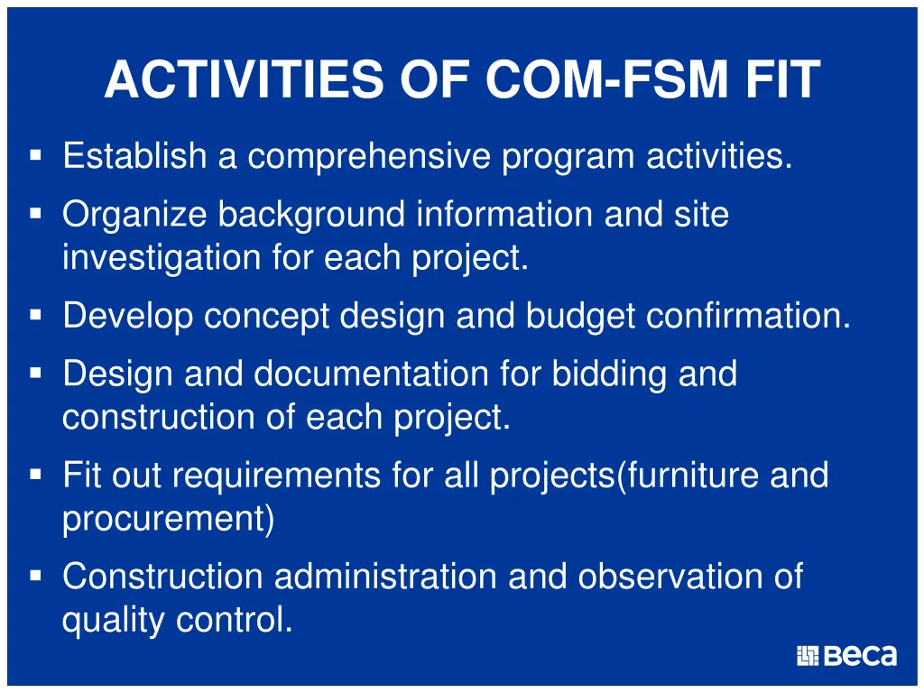 activities of com fsm fit