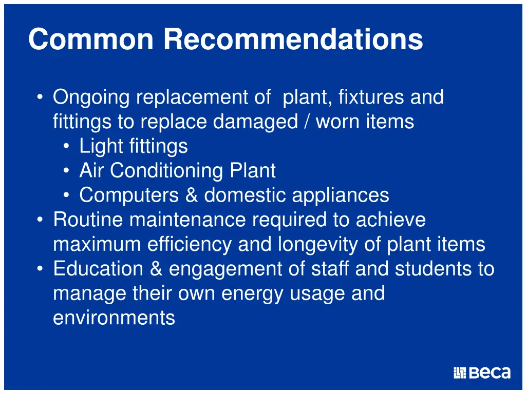 common recommendations
