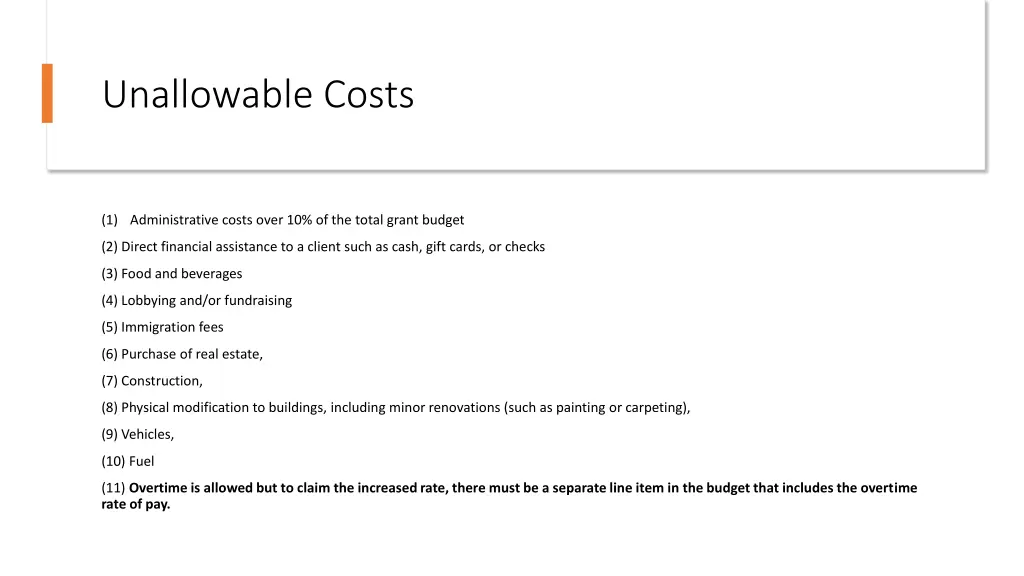unallowable costs