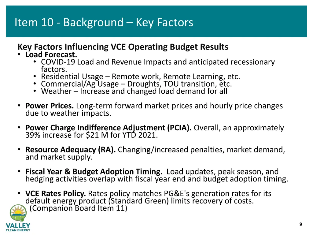item 10 background key factors