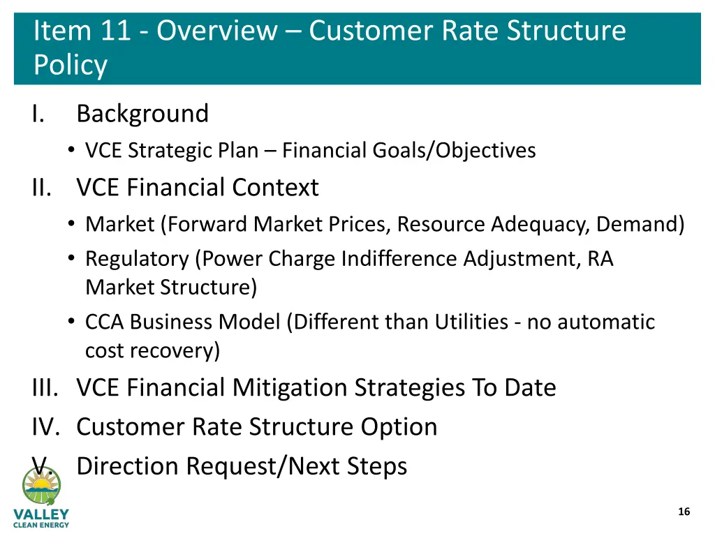 item 11 overview customer rate structure policy