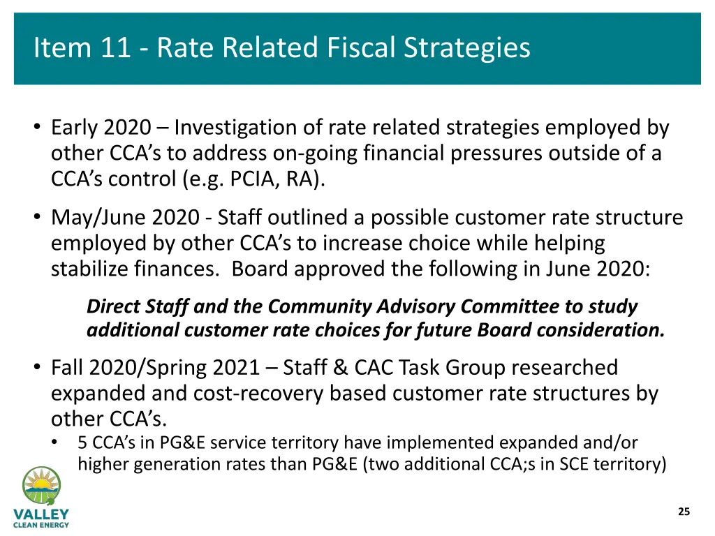 item 11 rate related fiscal strategies