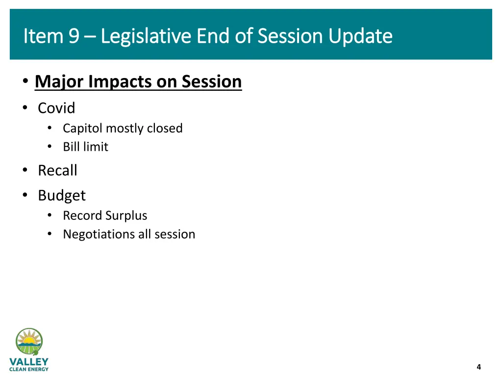 item 9 item 9 legislative end of session update 1