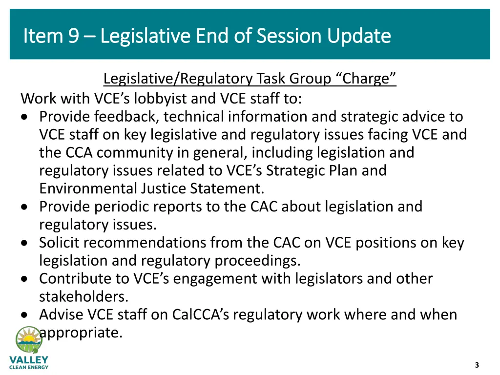 item 9 item 9 legislative end of session update