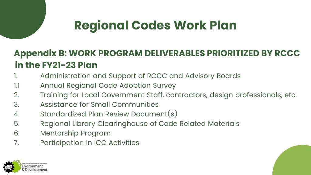 regional codes work plan 1