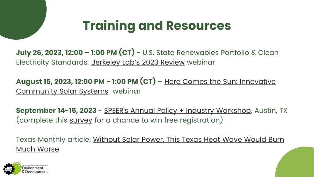 training and resources