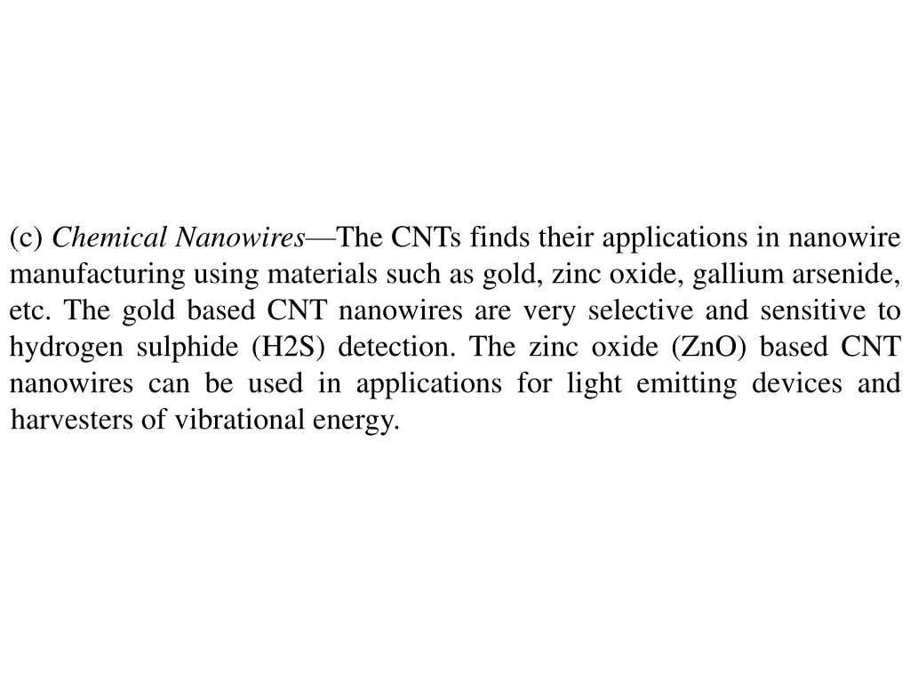 c chemical nanowires the cnts finds their