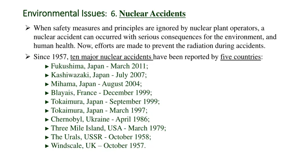 6 nuclear accidents
