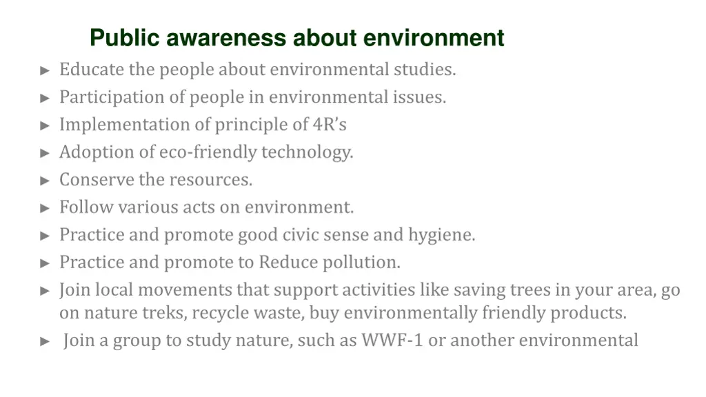 public awareness about environment educate