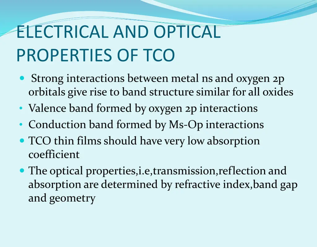 electrical and optical properties of tco