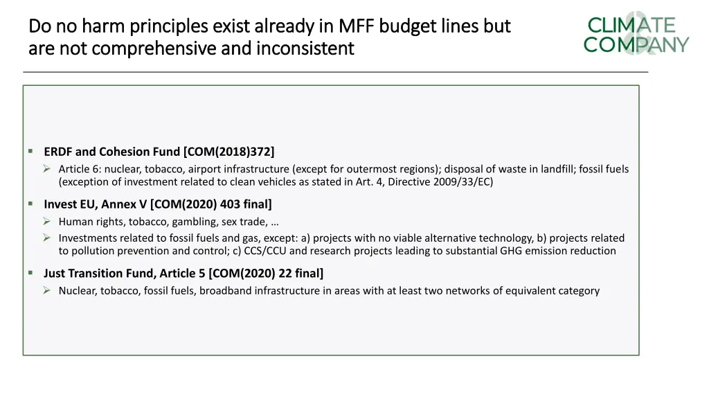 do no harm principles exist already in mff budget