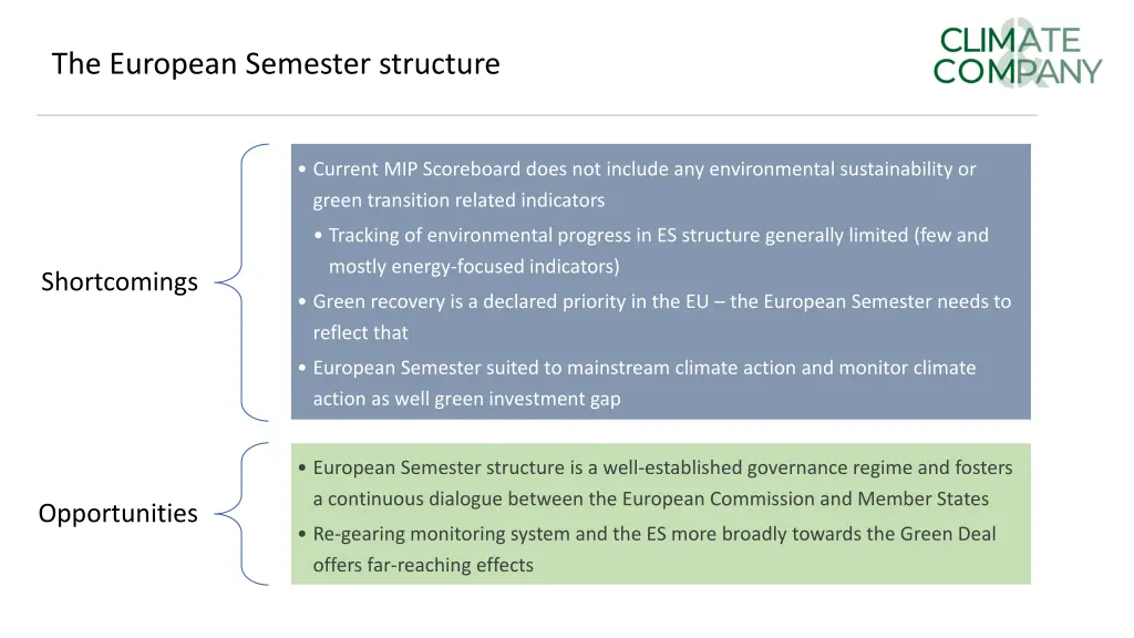 the european semester structure