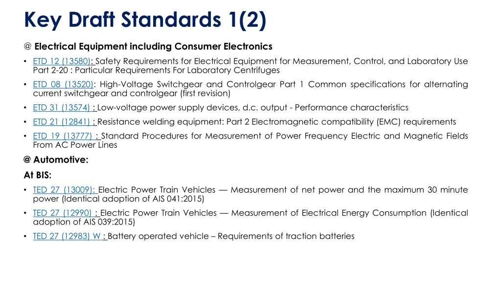 key draft standards 1 2