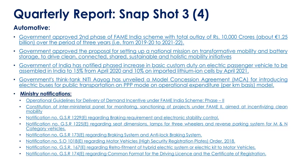 quarterly report snap shot 3 4 automotive