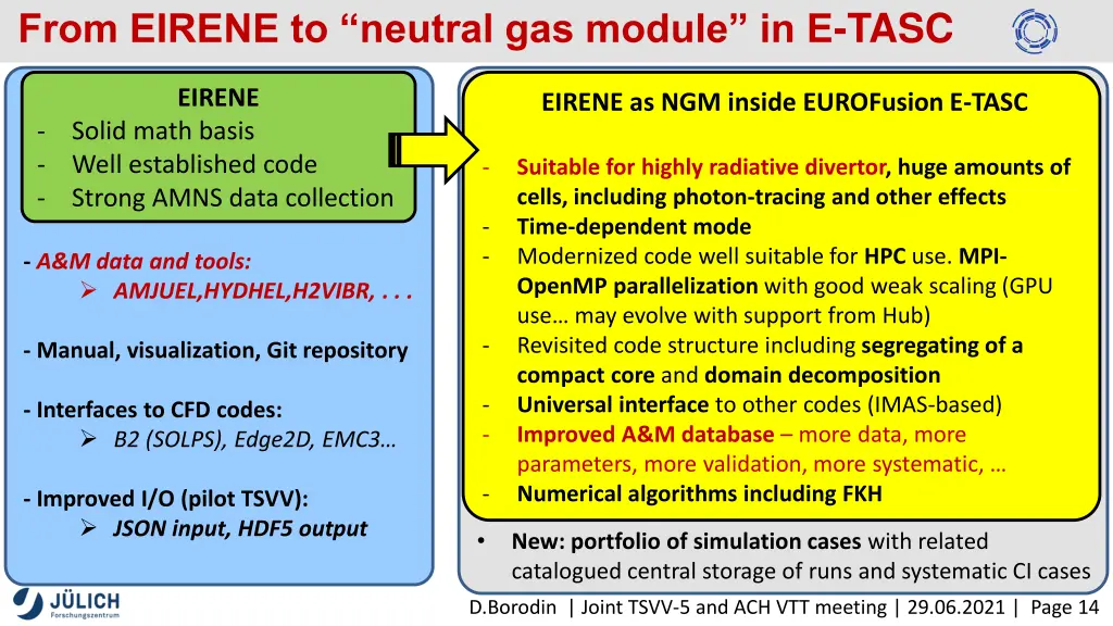 from eirene to neutral gas module in e tasc