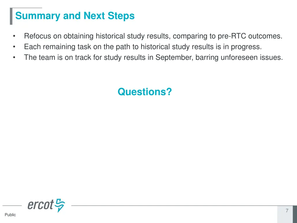 summary and next steps