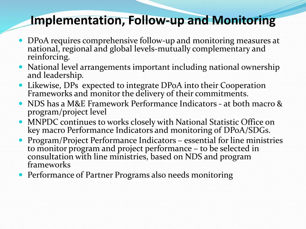 implementation follow up and monitoring
