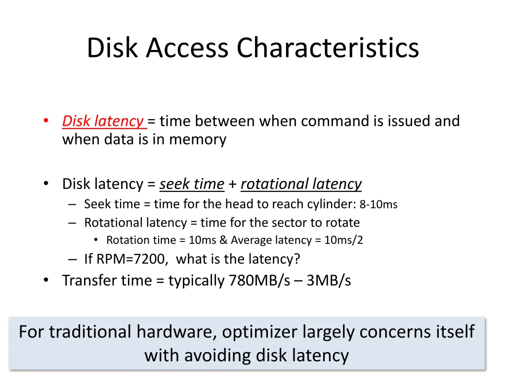 disk access characteristics