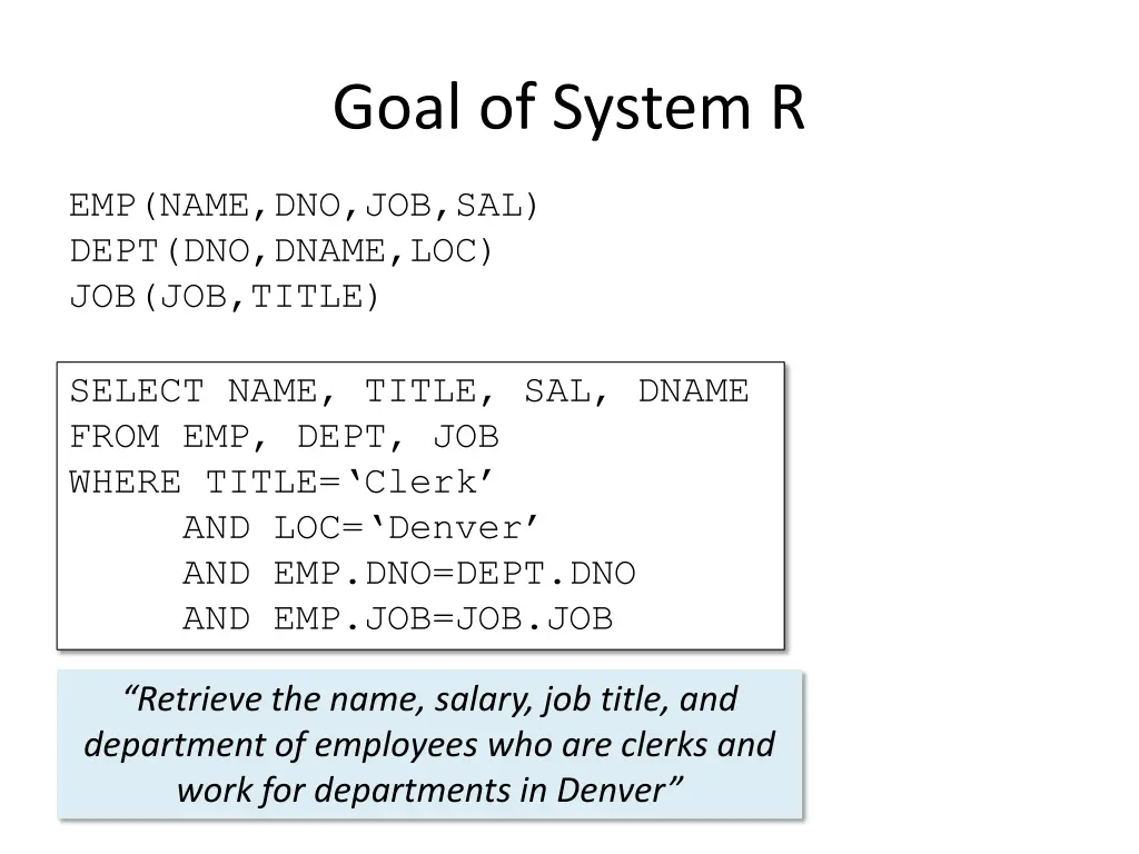 goal of system r