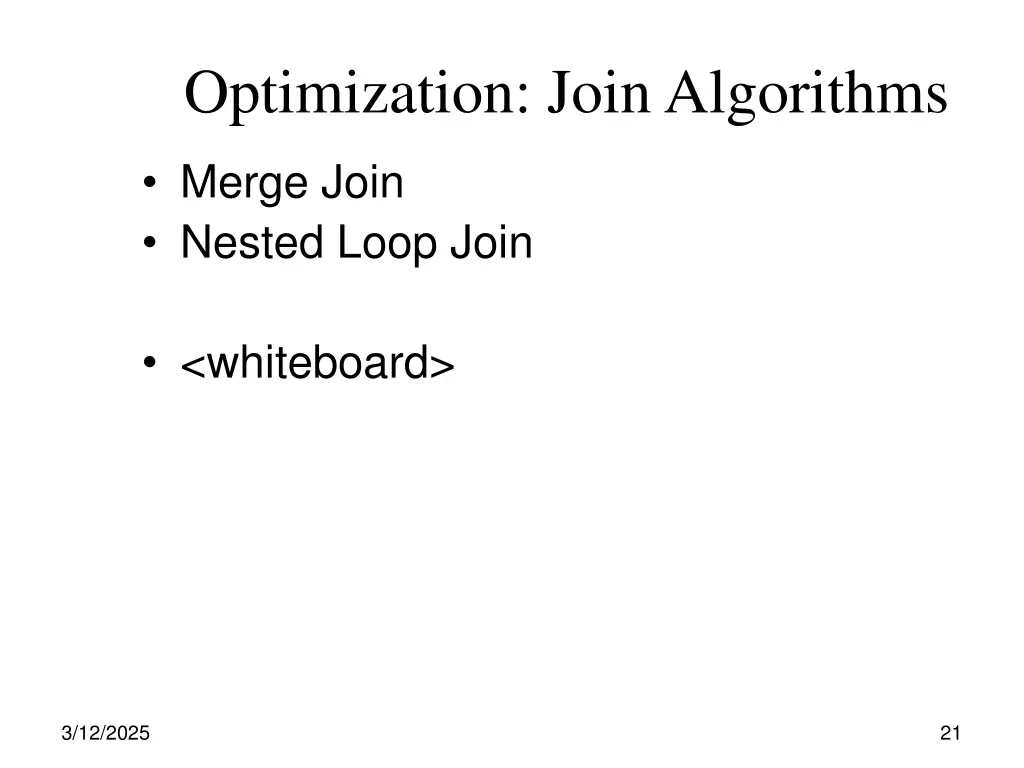 optimization join algorithms