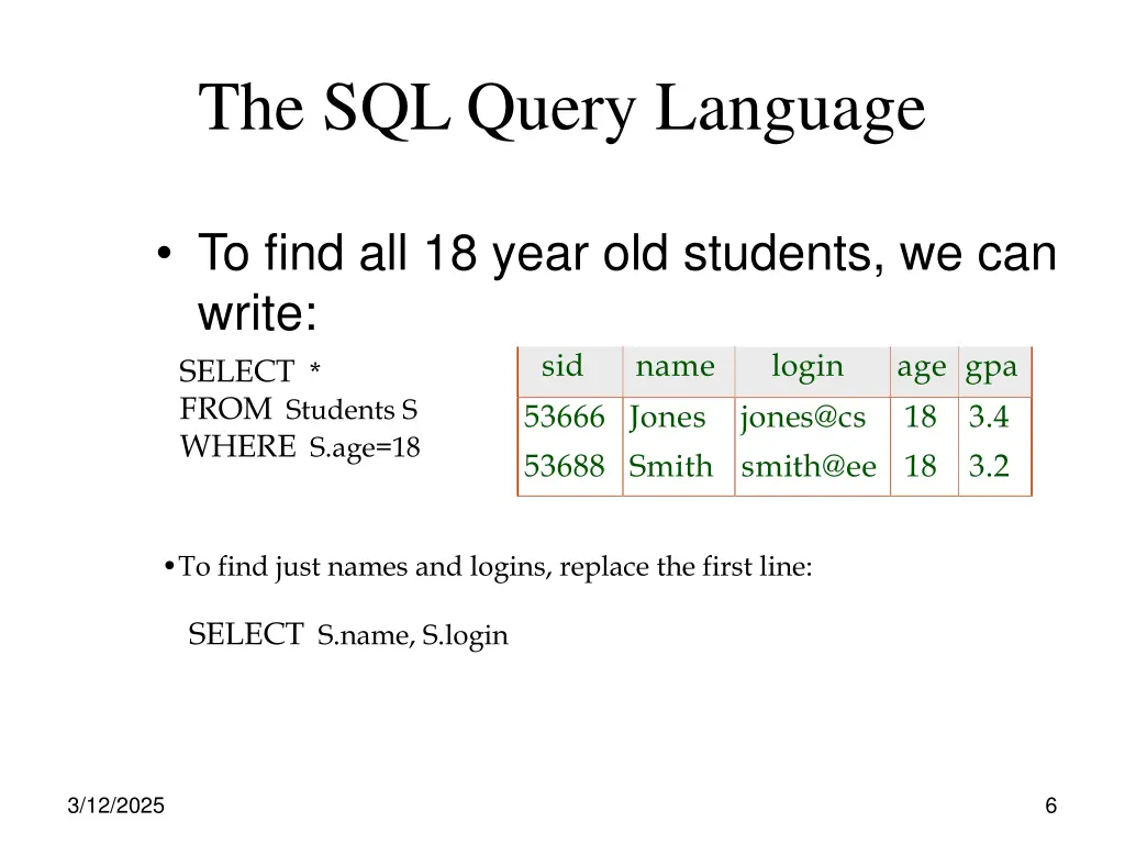 the sql query language