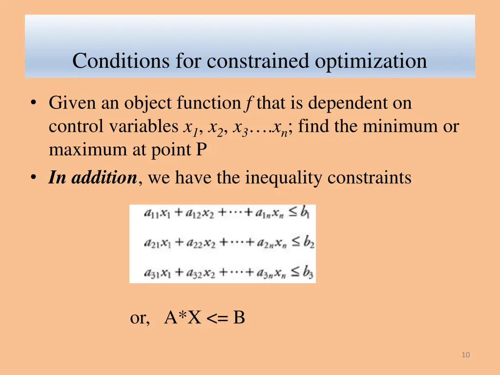 conditions for constrained optimization