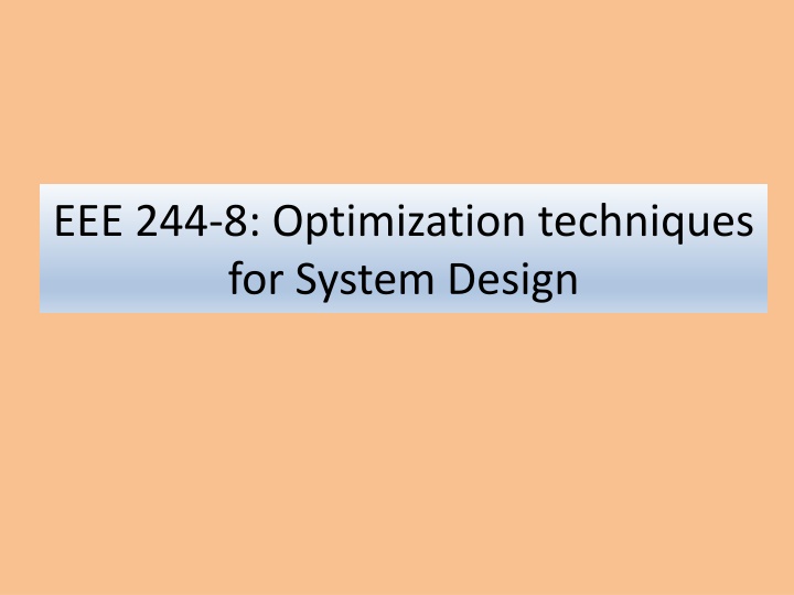 eee 244 8 optimization techniques for system