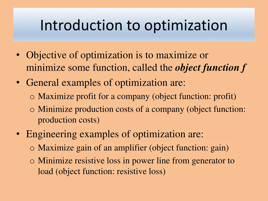 introduction to optimization