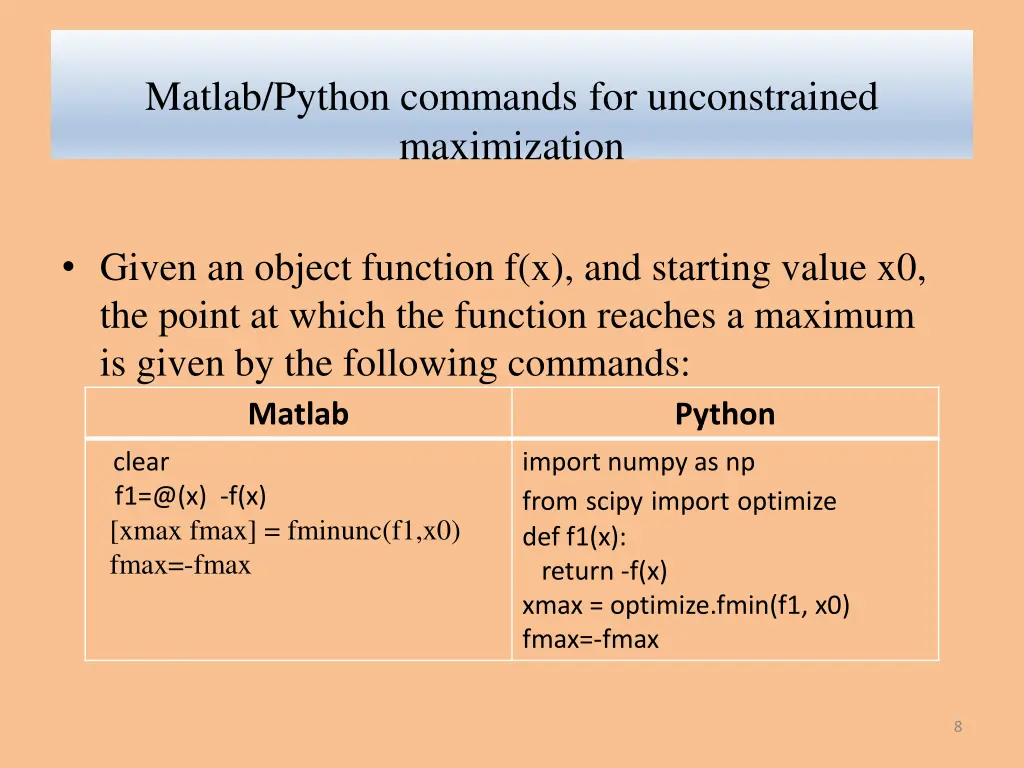 matlab python commands for unconstrained 1