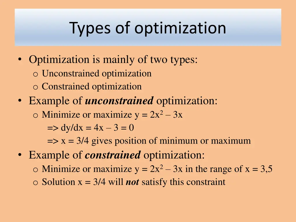 types of optimization