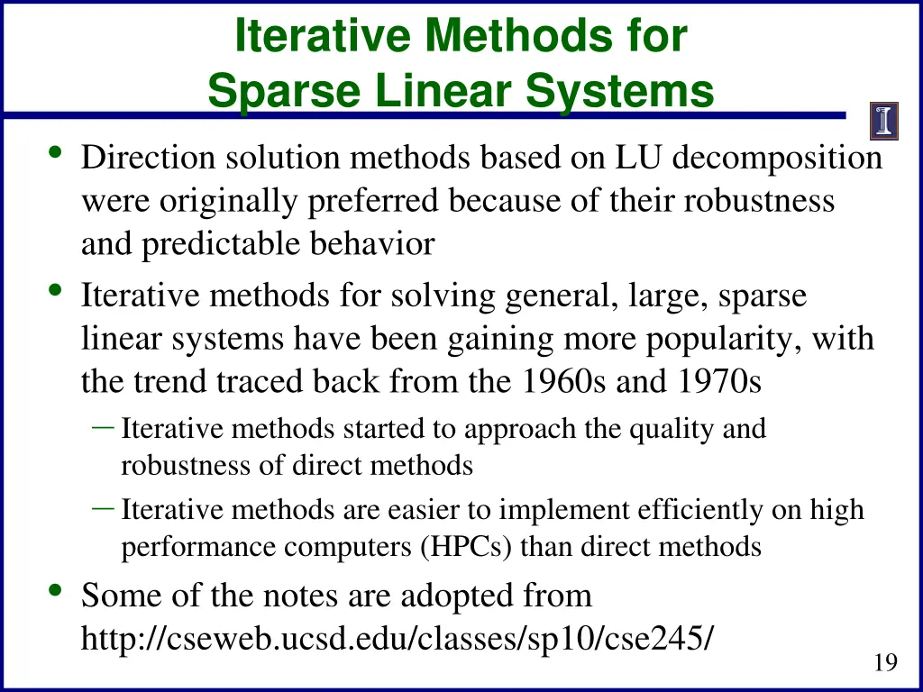 iterative methods for sparse linear systems