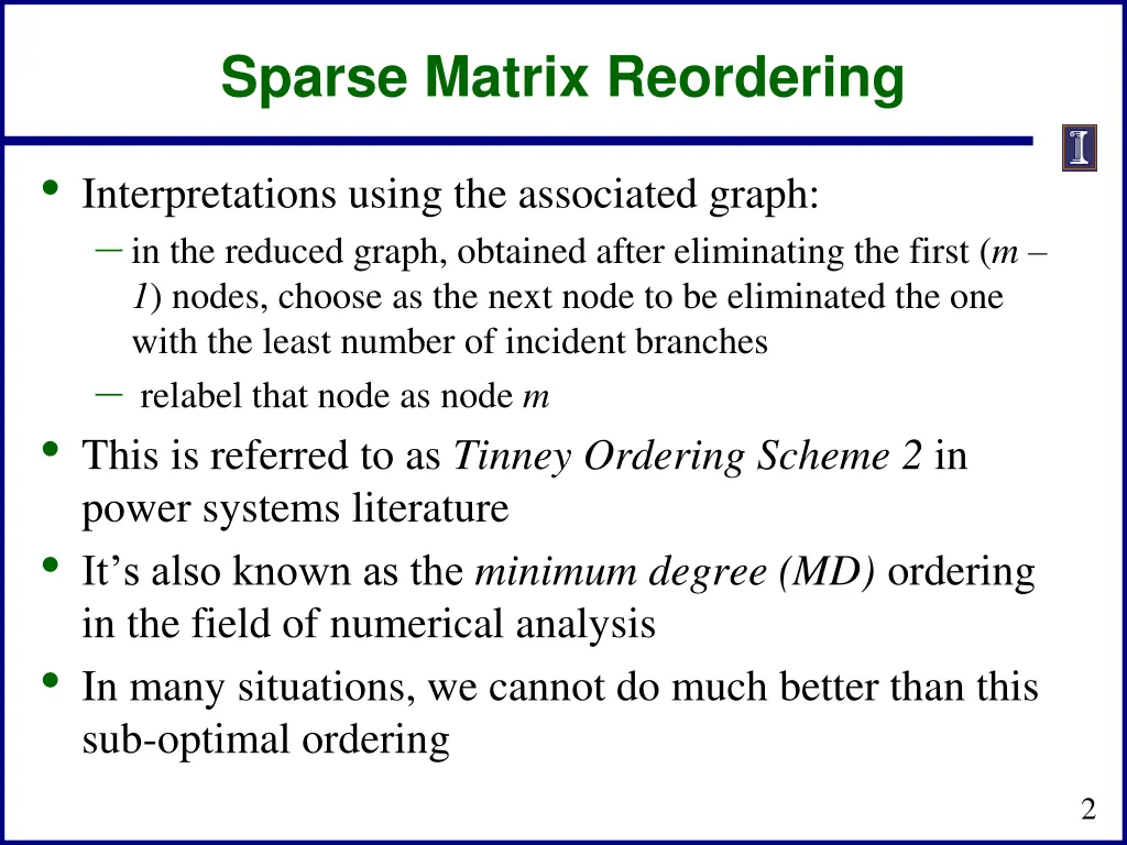 sparse matrix reordering