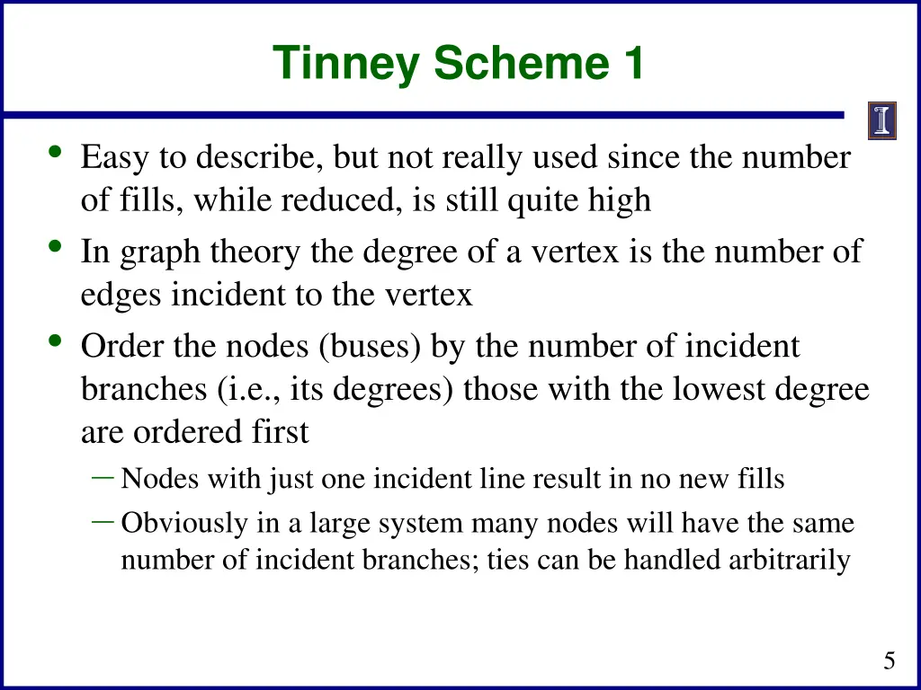tinney scheme 1
