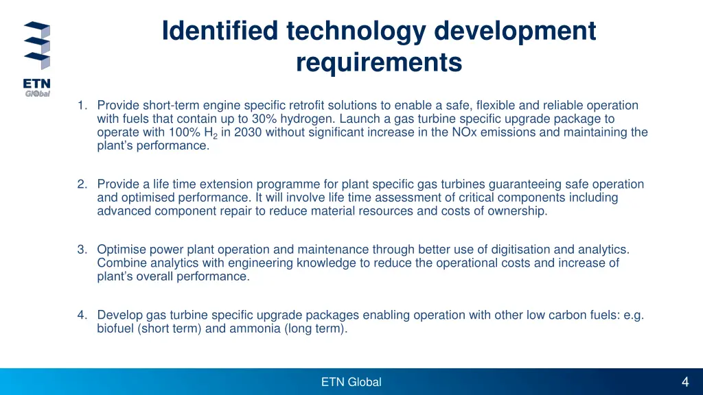 identified technology development requirements