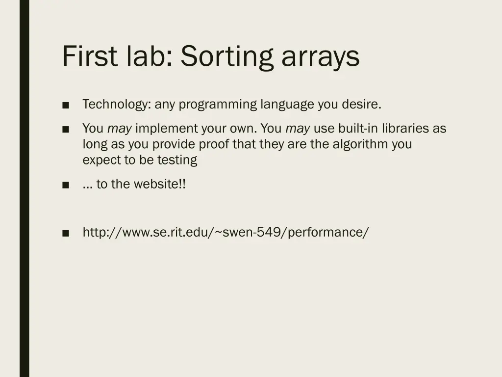 first lab sorting arrays