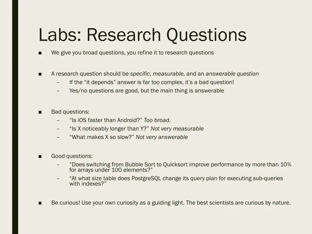 labs research questions