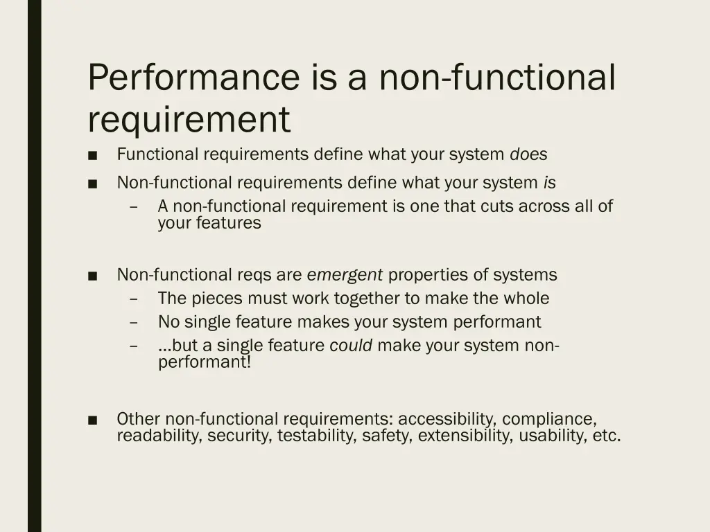 performance is a non functional requirement