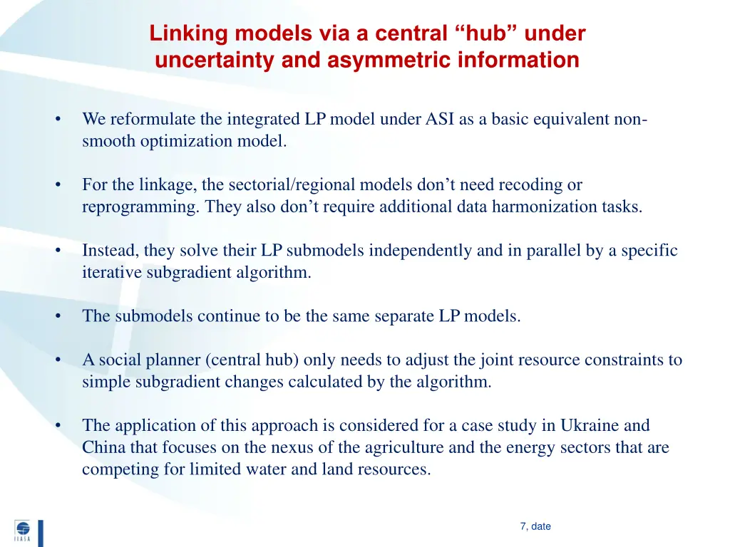 linking models via a central hub under