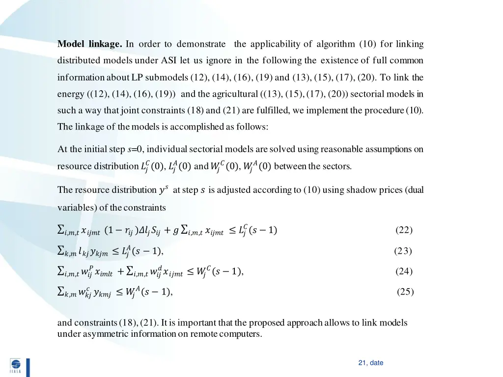 model linkage in order to demonstrate