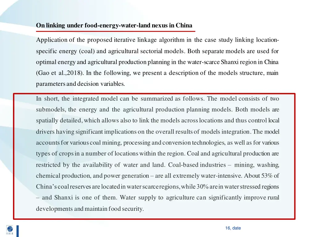 on linking under food energy water land nexus